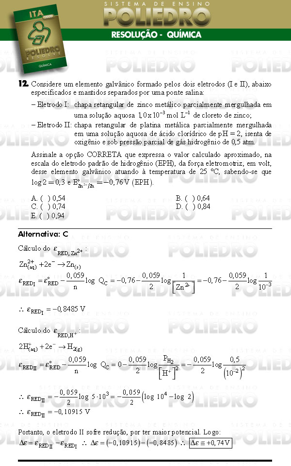 Questão 12 - Química - ITA 2008