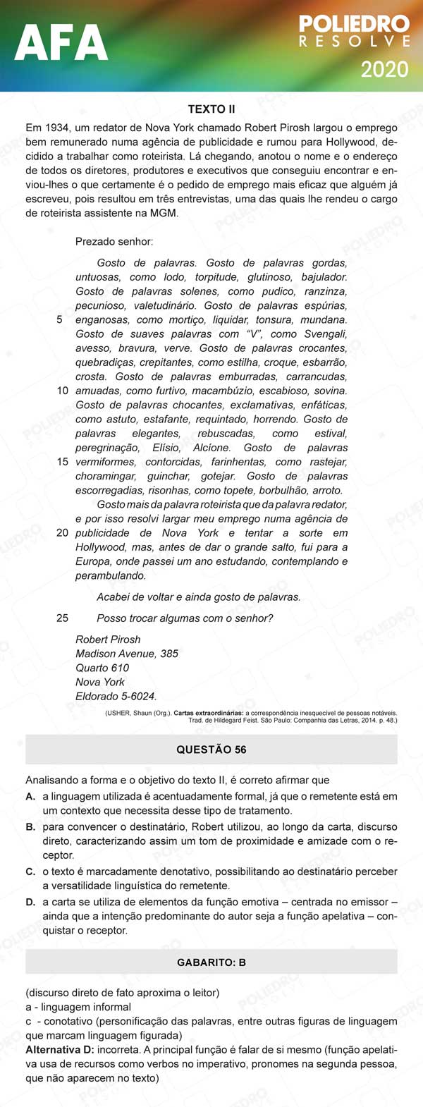 Questão 56 - Prova Modelo C - AFA 2020