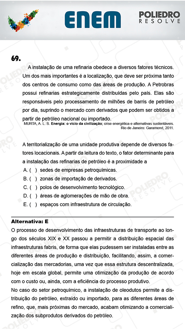 Questão 69 - 1º Dia (PROVA AZUL) - ENEM 2017