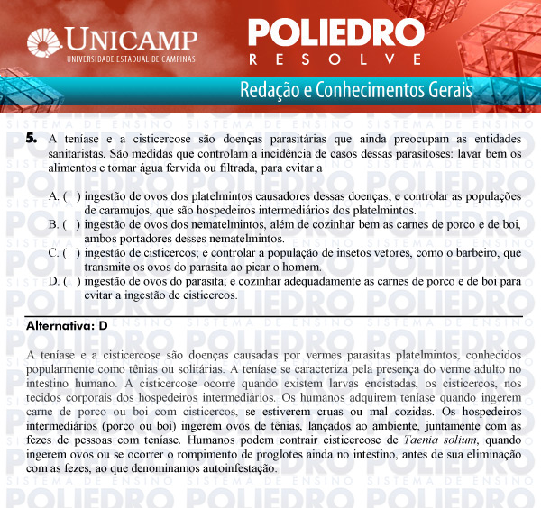 Questão 5 - 1ª Fase Versão Q-Z - UNICAMP 2011