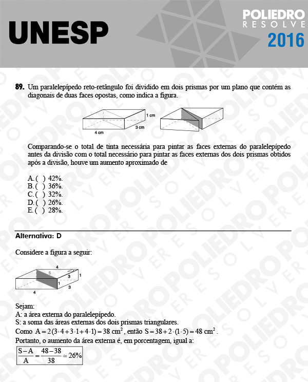 Questão 89 - 1ª Fase - UNESP 2016