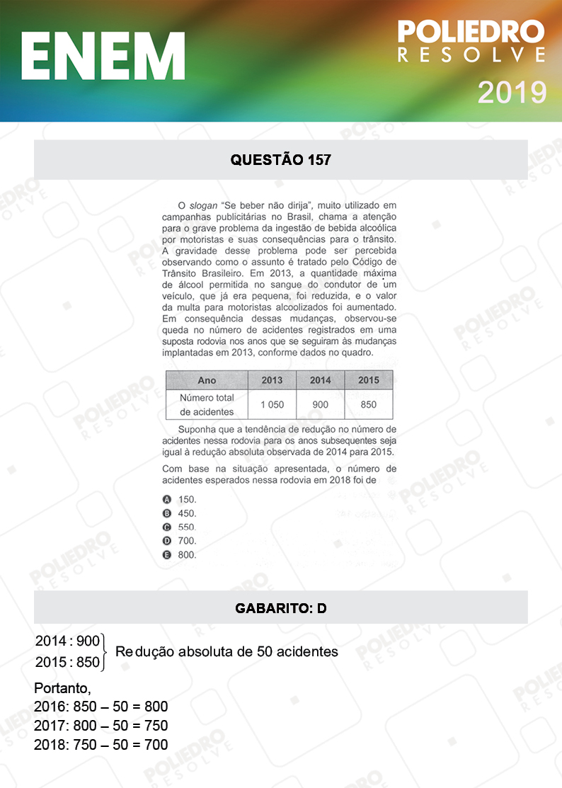 Questão 157 - 2º DIA - PROVA ROSA - ENEM 2019