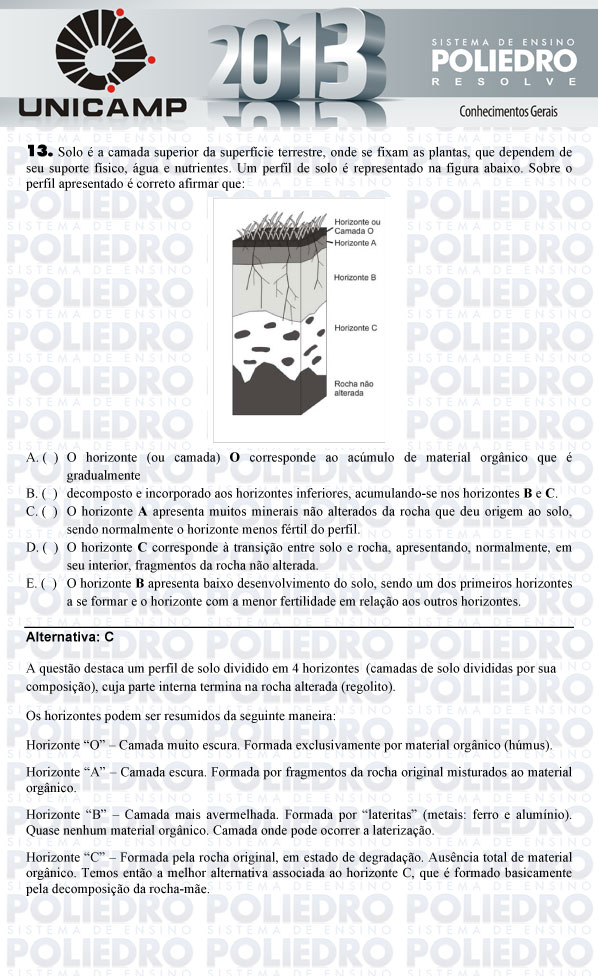Questão 13 - 1ª Fase - UNICAMP 2013