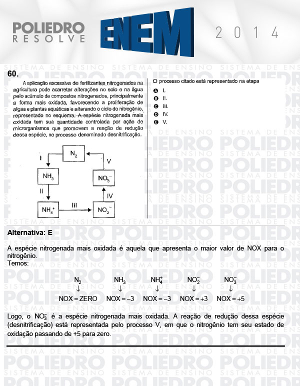 Questão 60 - Sábado (Prova Rosa) - ENEM 2014