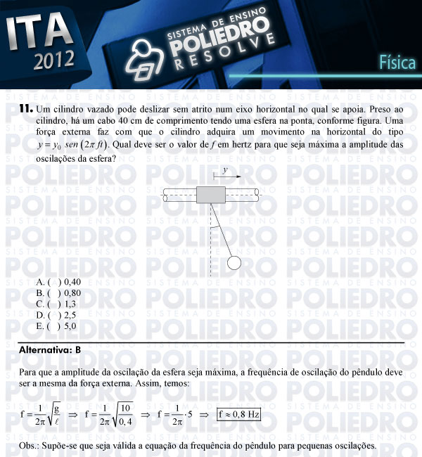 Questão 11 - Física - ITA 2012