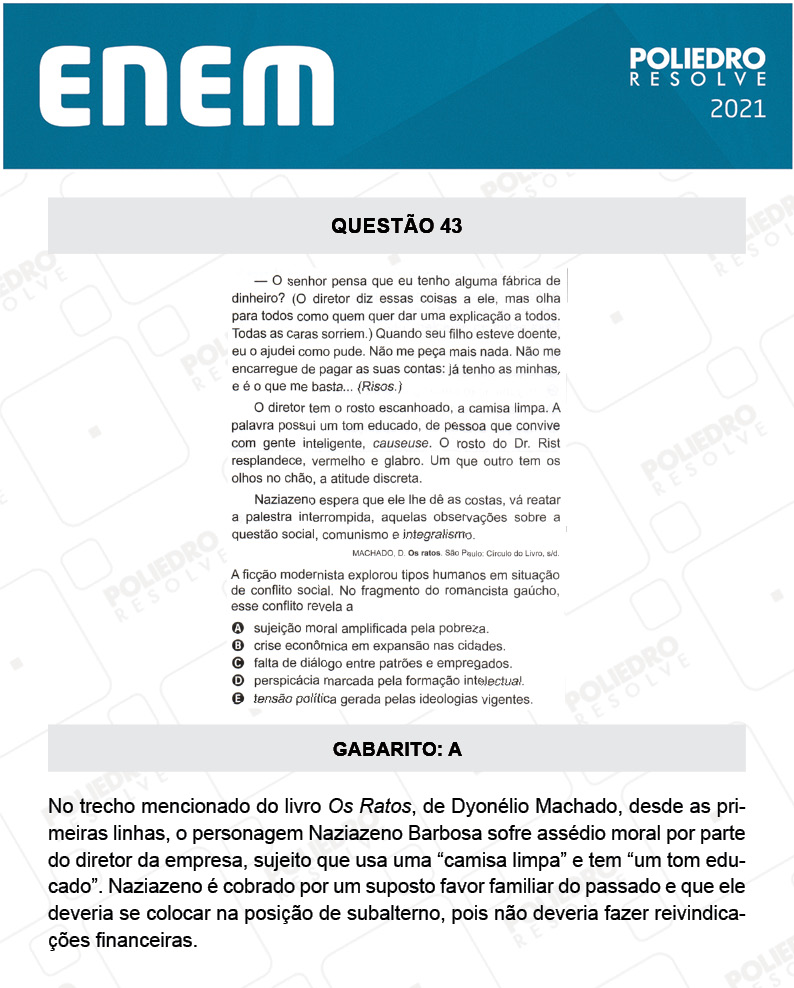 Questão 43 - 1º DIA - Prova Branca - ENEM 2020