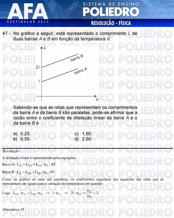 Questão 47 - Prova Modelo A - AFA 2013