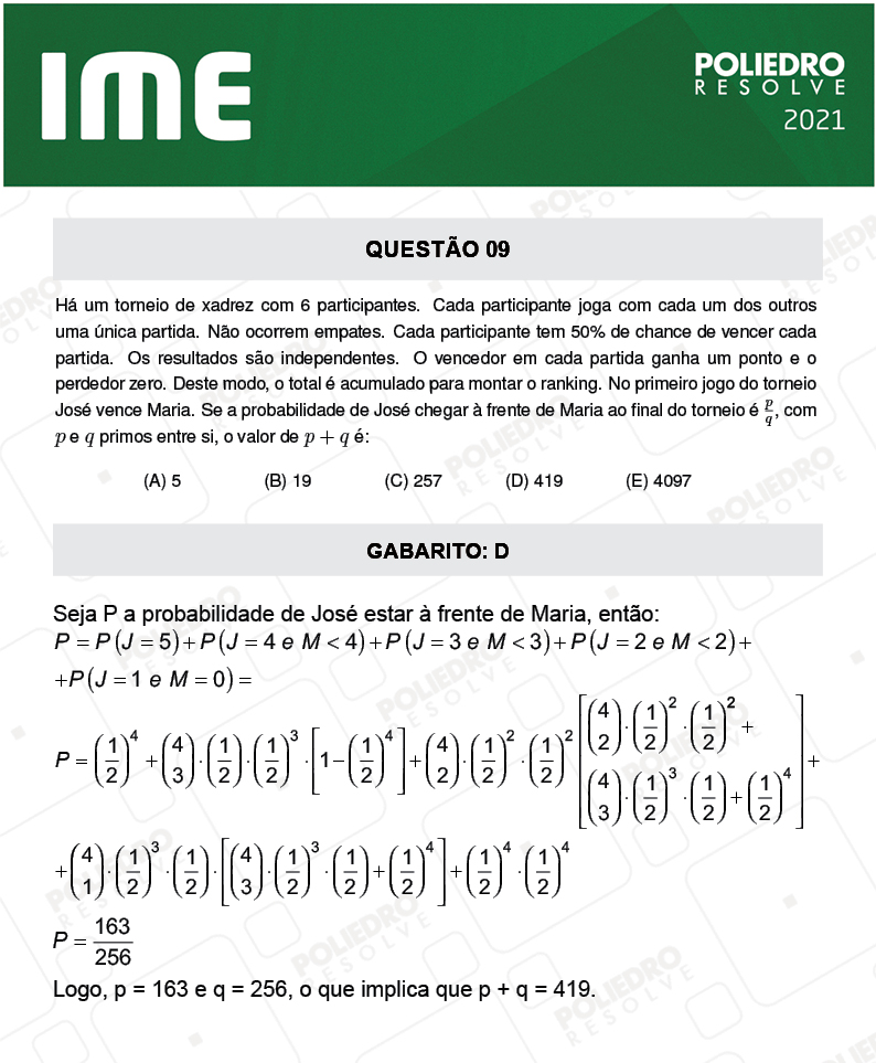 Questão 9 - 1ª FASE - IME 2021