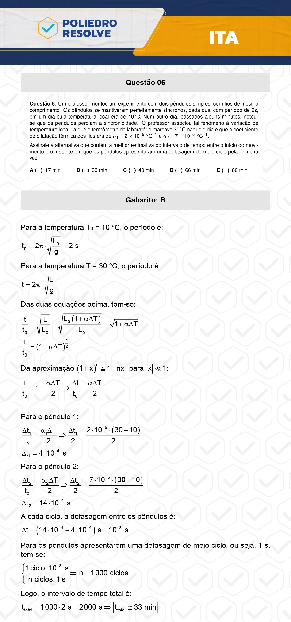 Questão 6 - 1ª Fase - ITA 2024