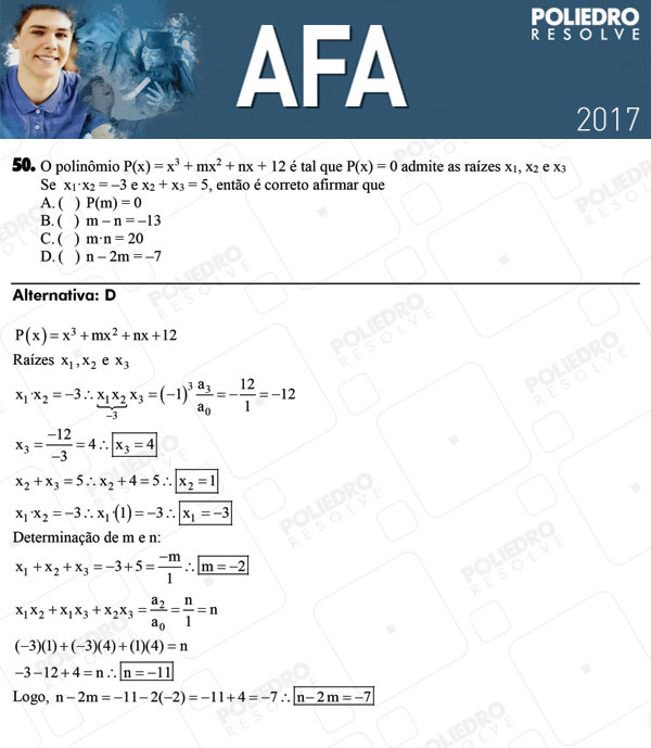 Questão 50 - Prova Modelo B - AFA 2017