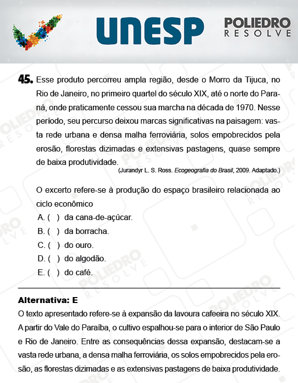 Questão 45 - 1ª Fase - PROVA 4 - UNESP 2018