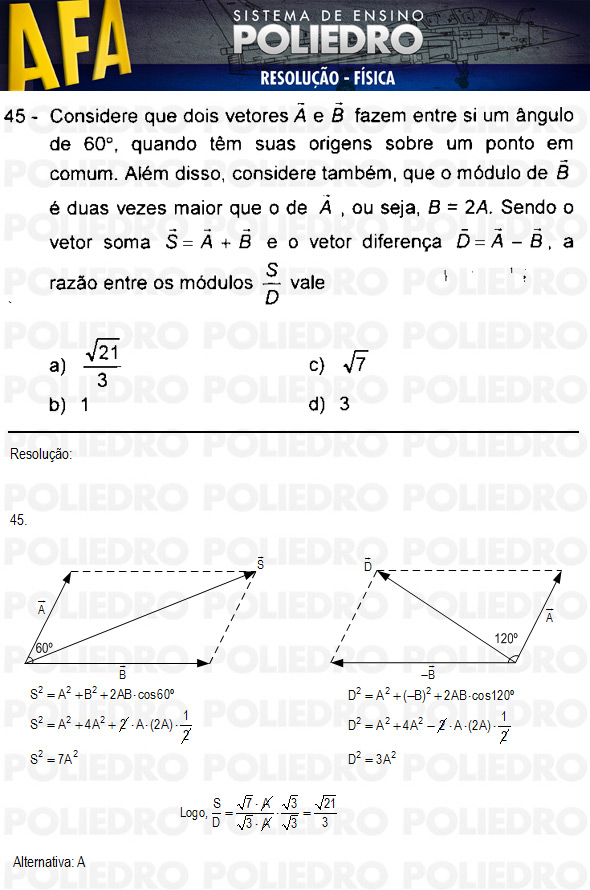 Questão 45 - Código 11 - AFA 2011