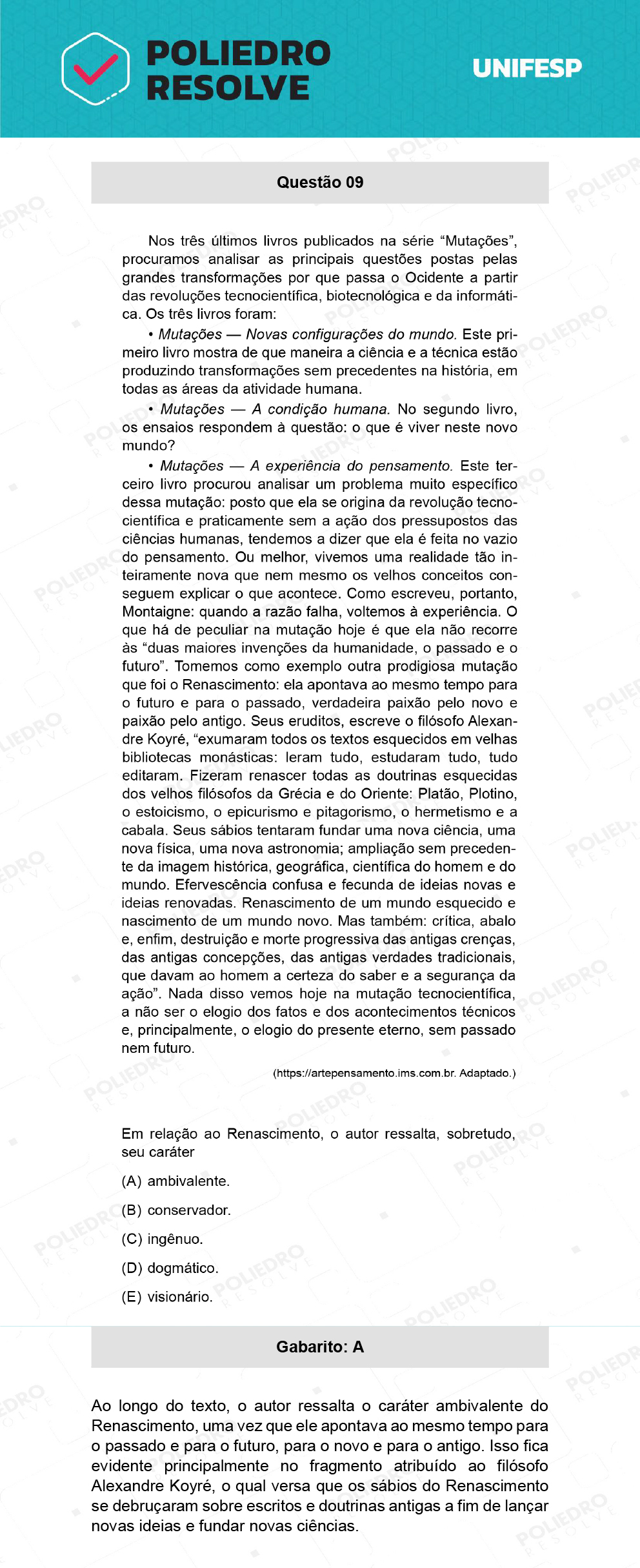 Questão 9 - 1º Dia - 20/01/22 - UNIFESP 2022