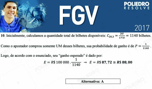 Questão 10 - Objetivas - 2017.1 - FGV 2017