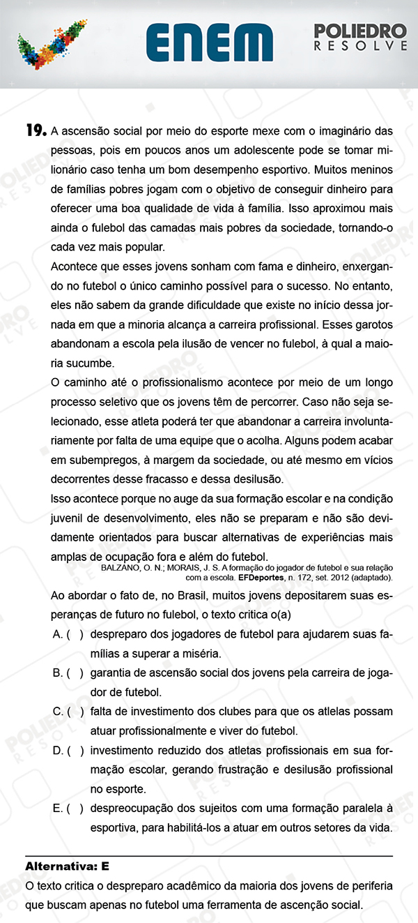 Questão 19 - 1º Dia (PROVA AZUL) - ENEM 2017