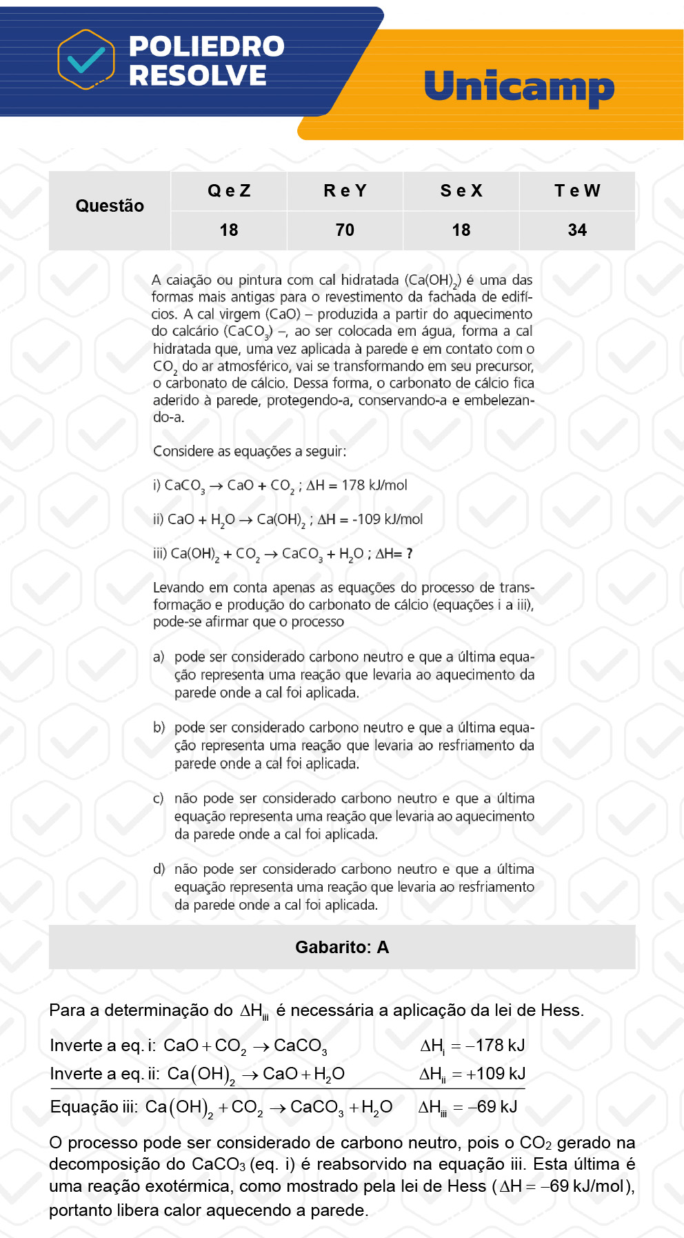 Questão 18 - 1ª Fase - 1º Dia - Q e Z - UNICAMP 2023