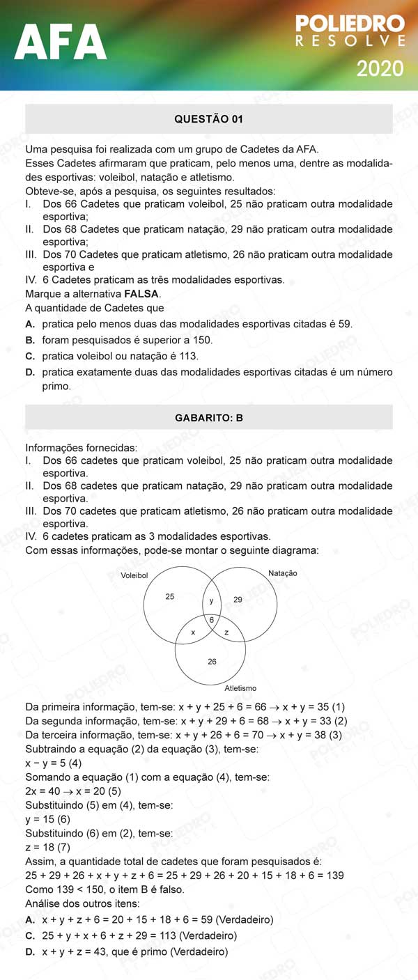 Questão 1 - Prova Modelo C - AFA 2020