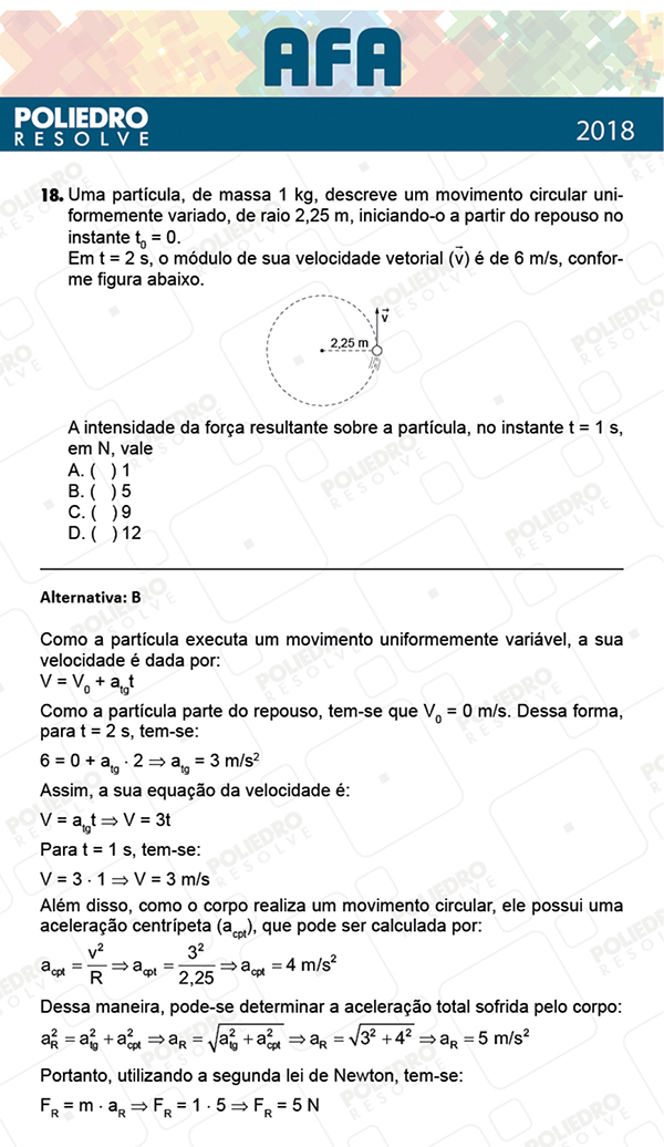 Questão 18 - Prova Modelo B - AFA 2019