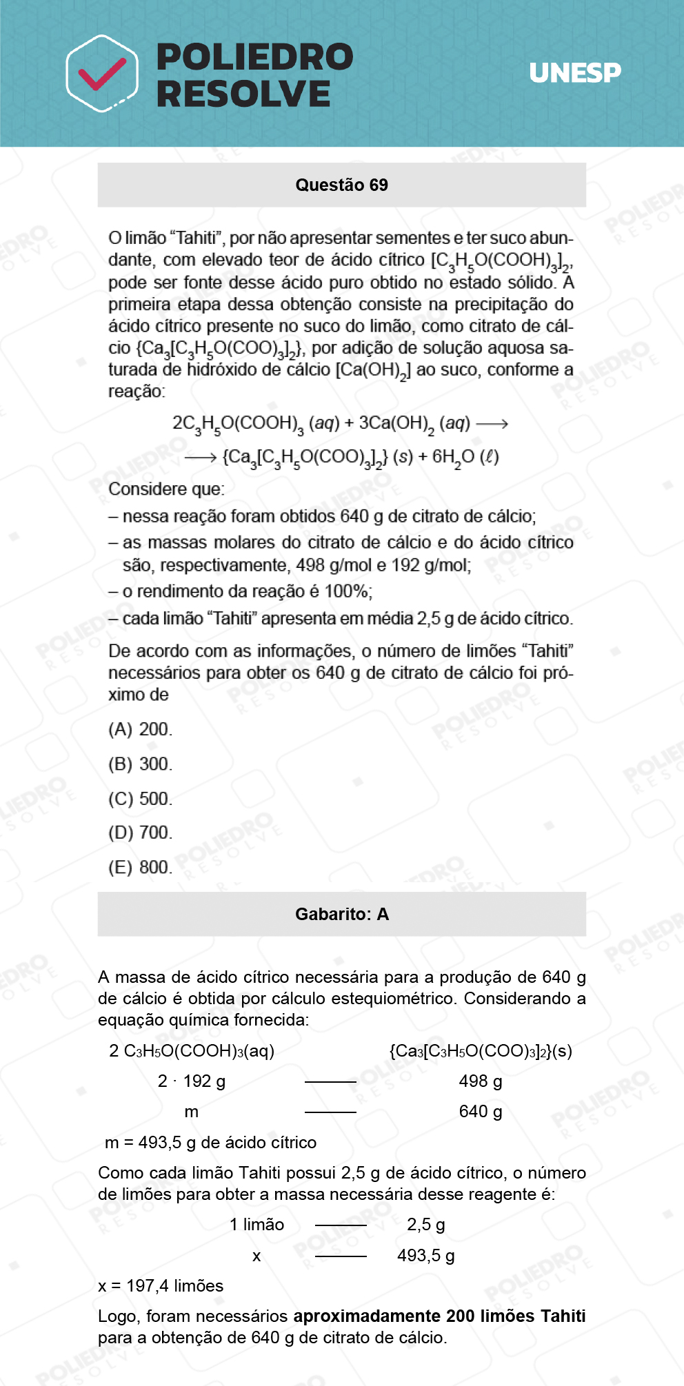 Questão 69 - 1ª Fase - Biológicas - UNESP 2022