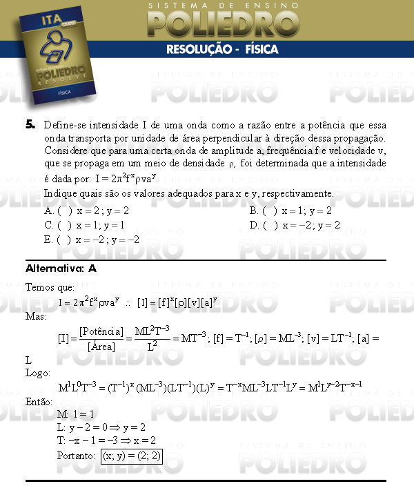 Questão 5 - Física - ITA 2008