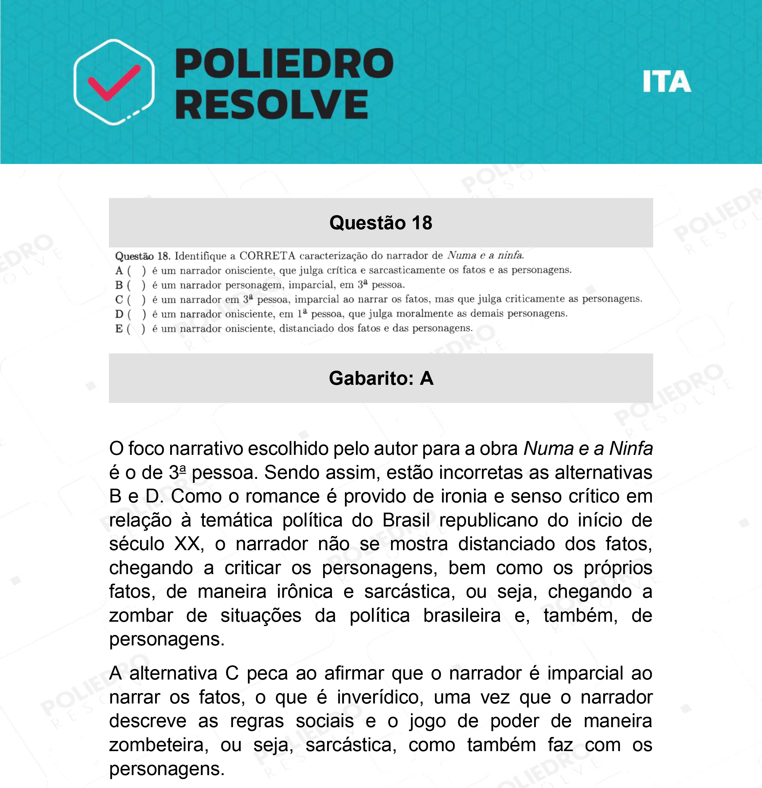 Questão 18 - 1ª Fase - ITA 2022