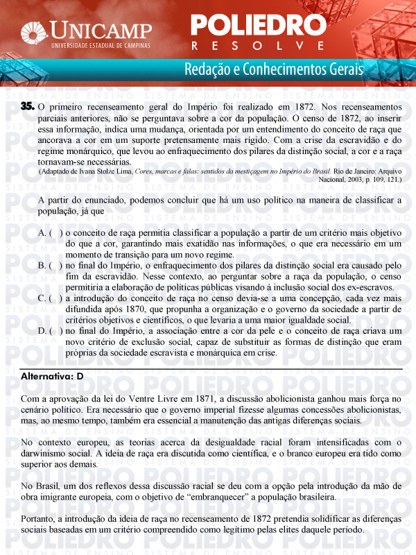 Questão 35 - 1ª Fase Versão Q-Z - UNICAMP 2011