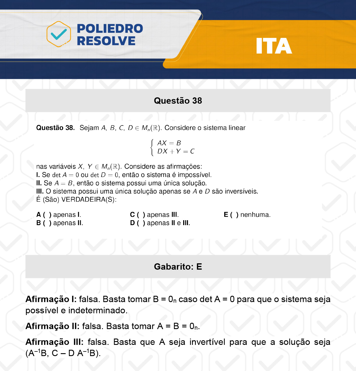 Questão 38 - 1ª Fase - ITA 2024