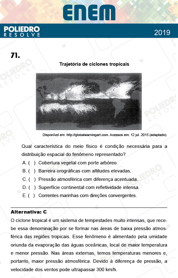 Questão 71 - 1º Dia - Prova AMARELA - ENEM 2018