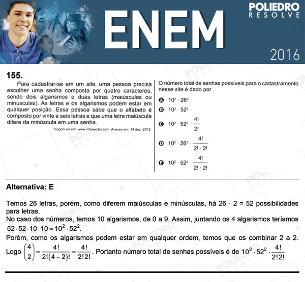 Questão 155 - 2º dia (PROVA CINZA) - ENEM 2016