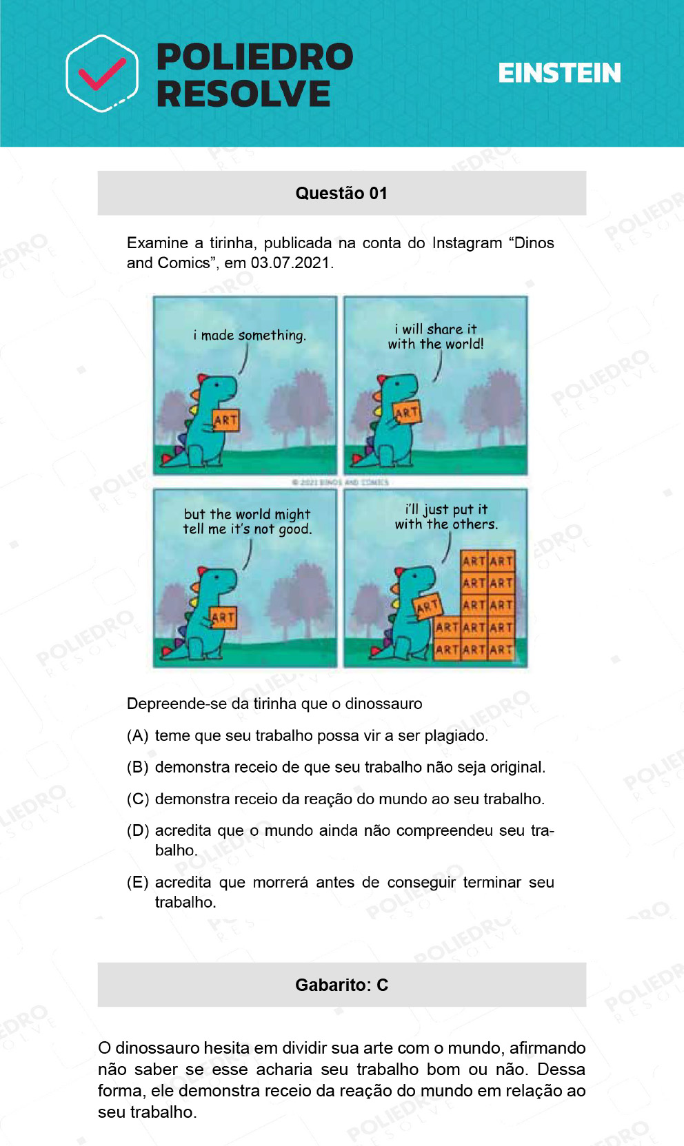 Questão 1 - Fase única - EINSTEIN 2022