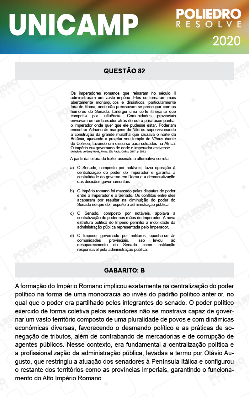 Questão 82 - 1ª Fase - Prova Q e X - UNICAMP 2020