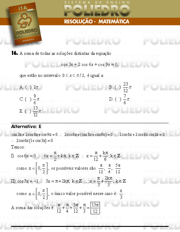 Questão 16 - Matemática - ITA 2008