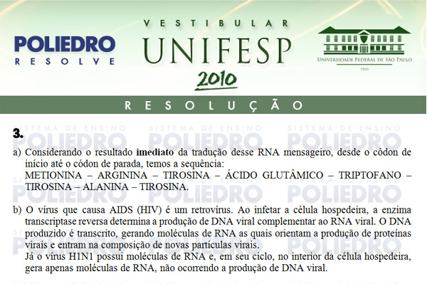 Dissertação 3 - Conhecimentos Específicos - UNIFESP 2010