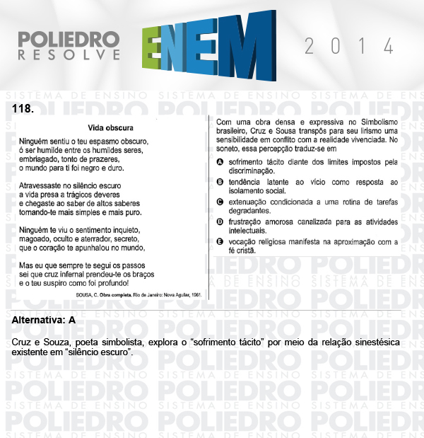 Questão 118 - Domingo (Prova Cinza) - ENEM 2014