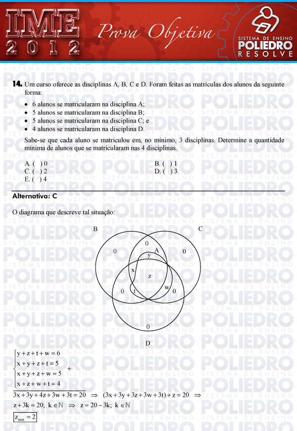 Questão 14 - Objetiva - IME 2012