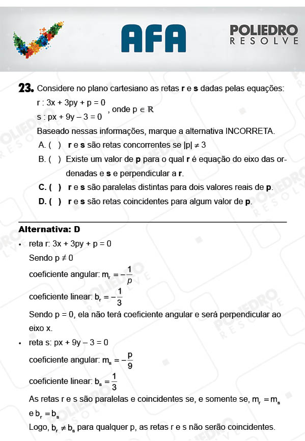 Questão 23 - Prova Modelo A - AFA 2018