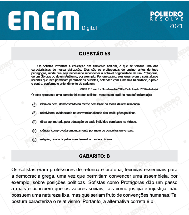 Questão 58 - 1º Dia - Prova Rosa - Espanhol - ENEM DIGITAL 2020