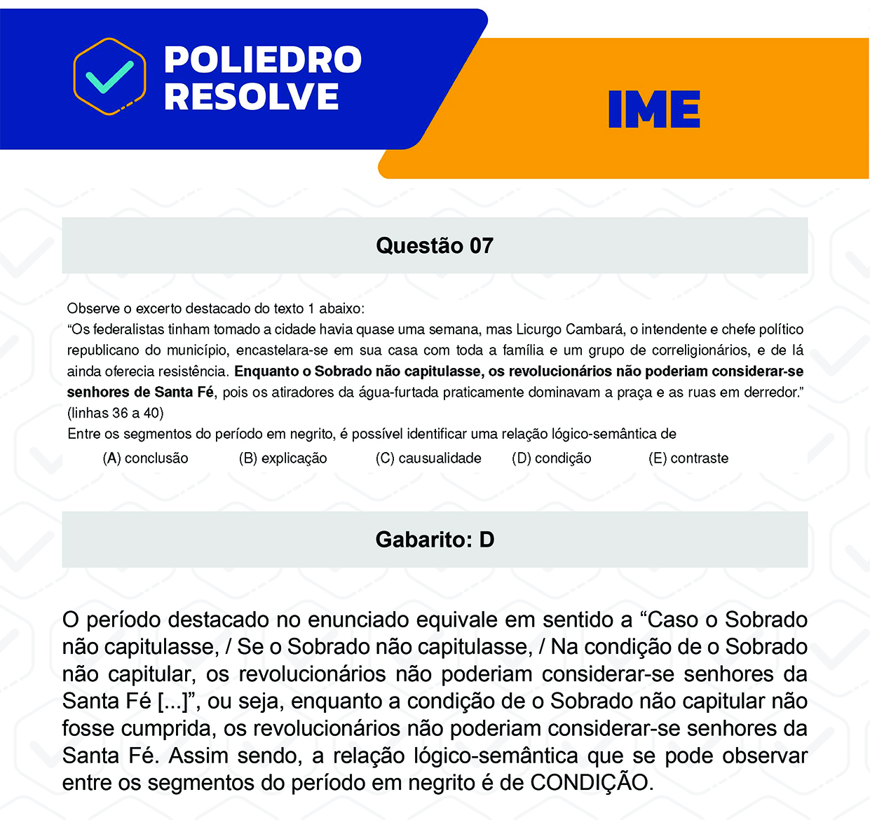 Questão 7 - 2ª Fase - Português/Inglês - IME 2023