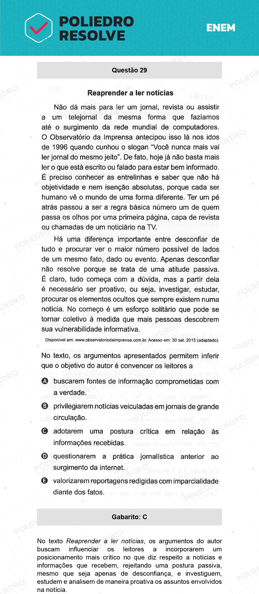 Questão 29 - 1º Dia - Prova Azul - ENEM 2021