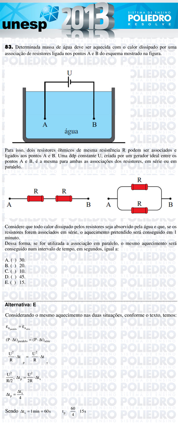 Questão 83 - 1ª Fase - UNESP 2013