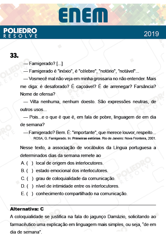 Questão 33 - 1º Dia - PROVA ROSA - ENEM 2018