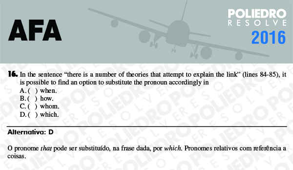 Questão 16 - Prova Modelo C - AFA 2016