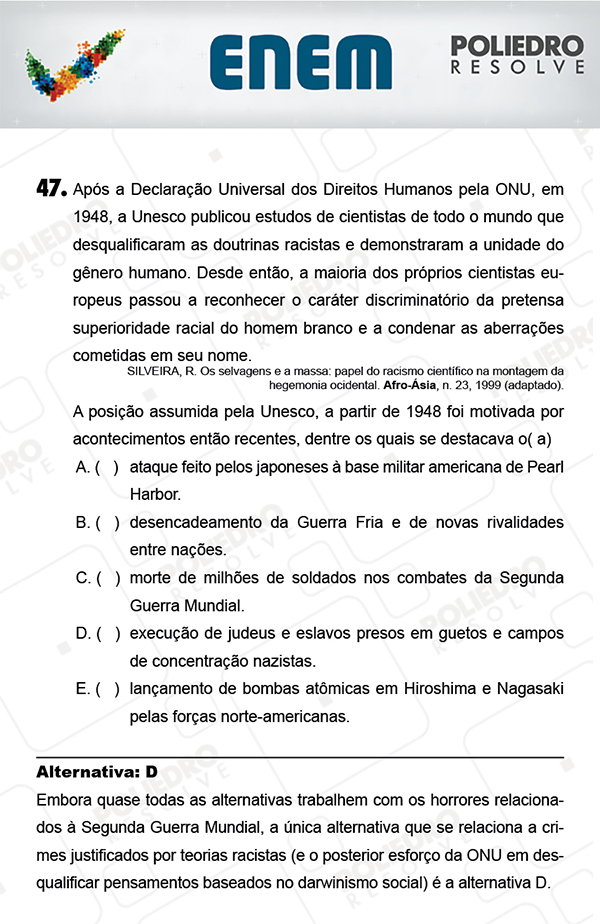 Questão 47 - 1º Dia (PROVA AZUL) - ENEM 2017