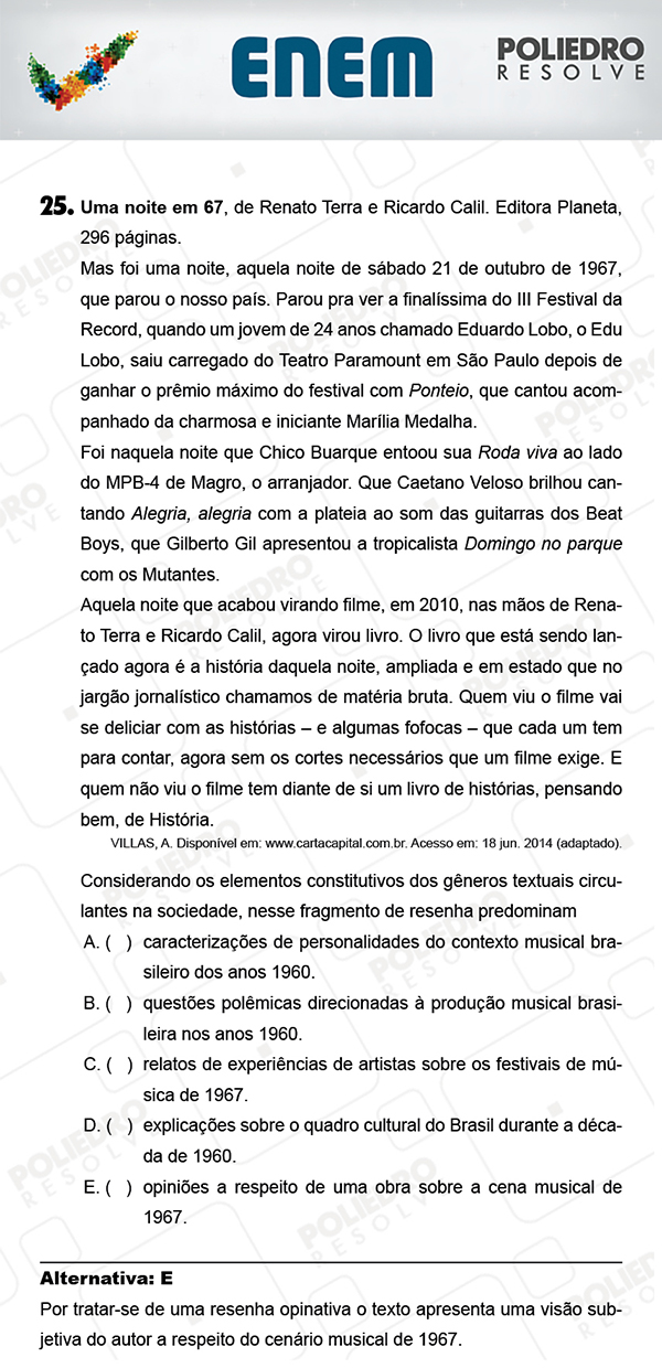 Questão 25 - 1º Dia (PROVA AZUL) - ENEM 2017