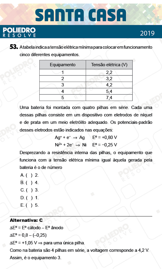 Questão 53 - 2º Dia - Objetivas - SANTA CASA 2019