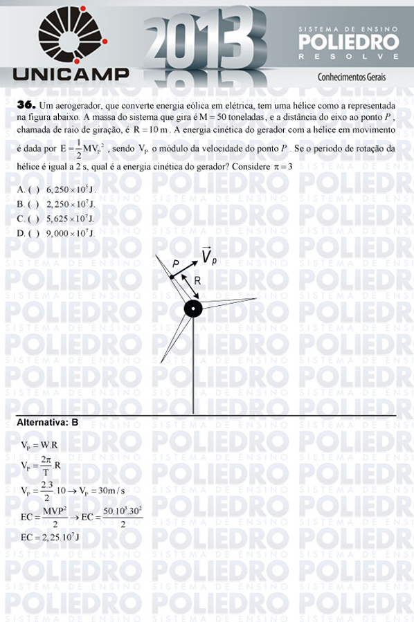 Questão 36 - 1ª Fase - UNICAMP 2013