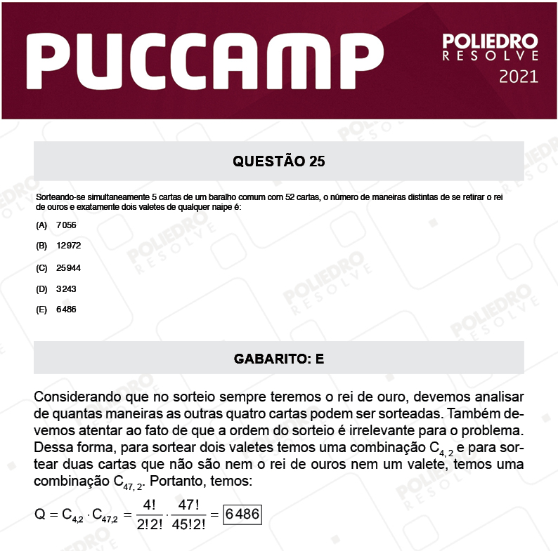 Questão 25 - Demais Cursos - PUC-Campinas 2021