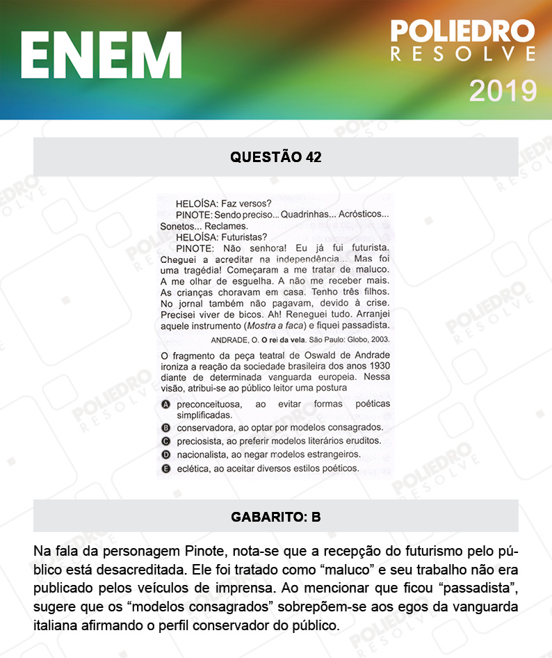 Questão 42 - 1º DIA - PROVA ROSA - ENEM 2019