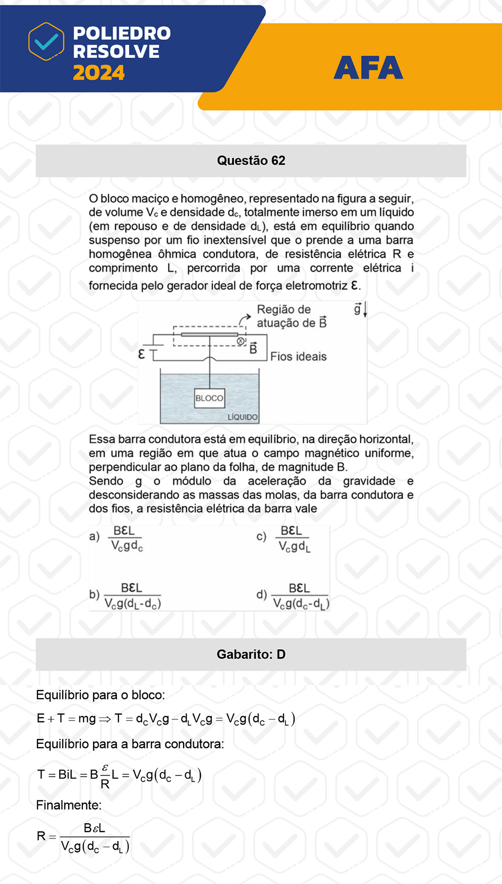 Questão 62 - Prova Modelo A - AFA 2024