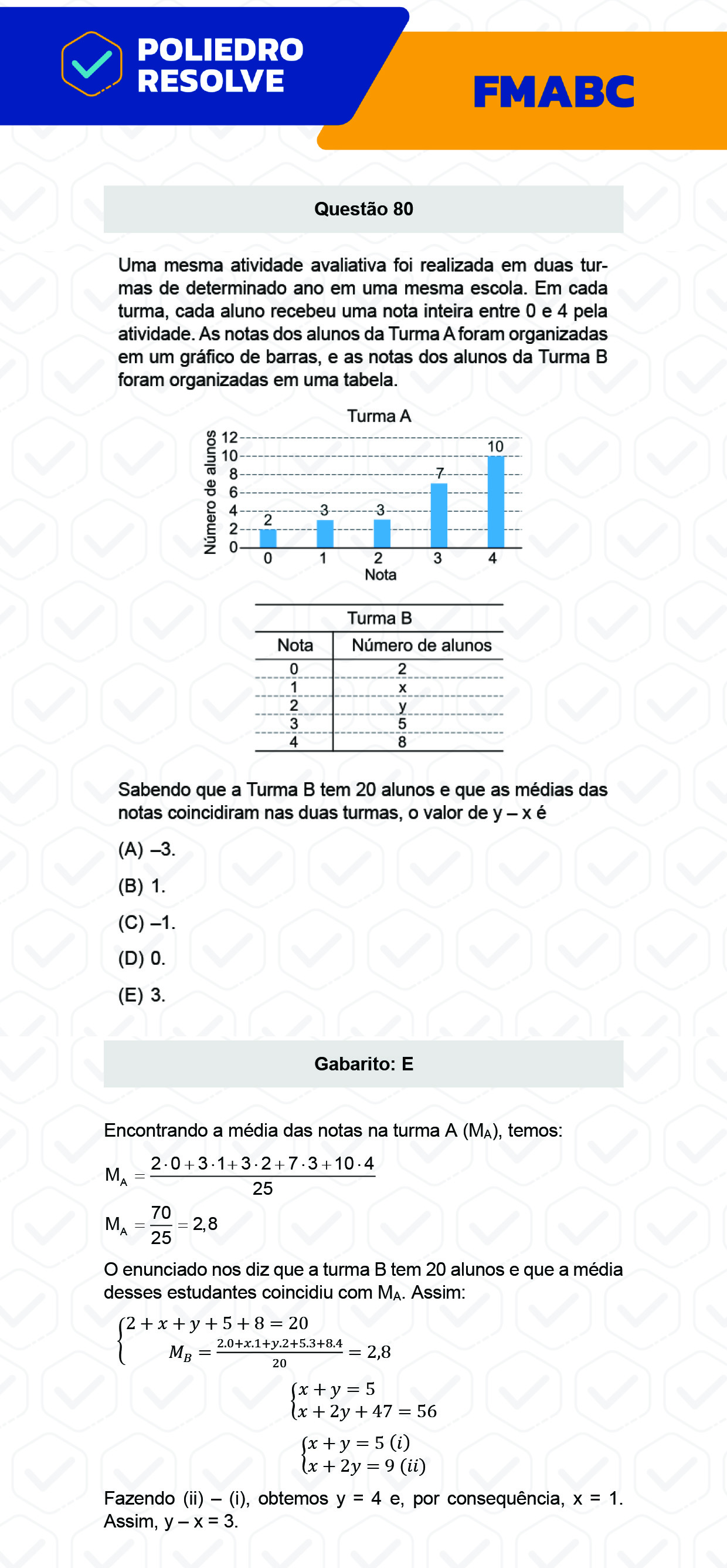 Questão 80 - Fase única - FMABC 2023